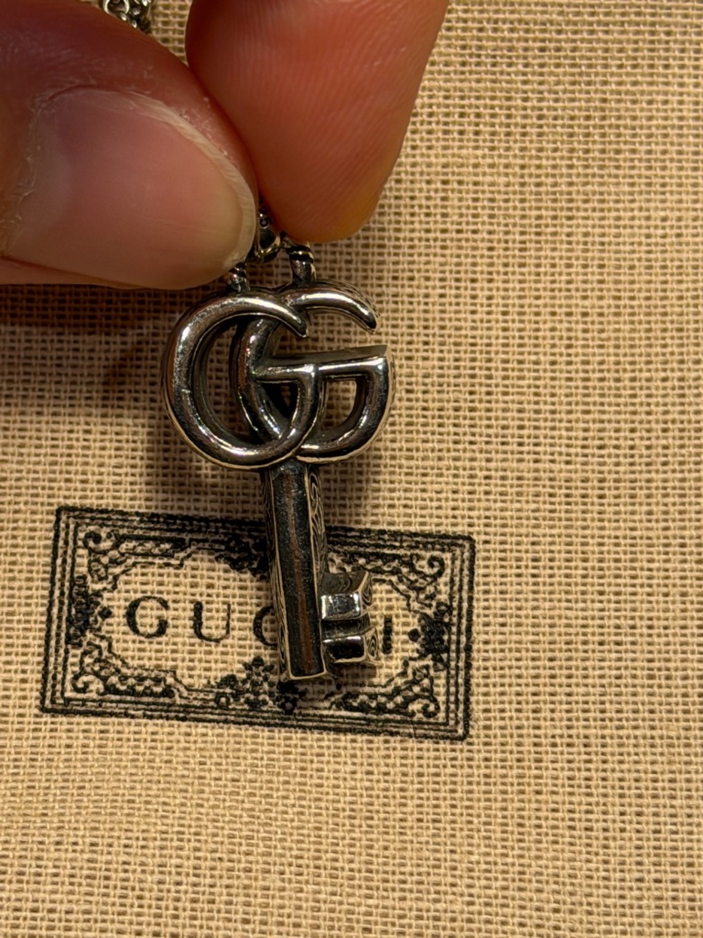 Gucci Silver GG Key Pendant Necklace - Picture 2 of 7